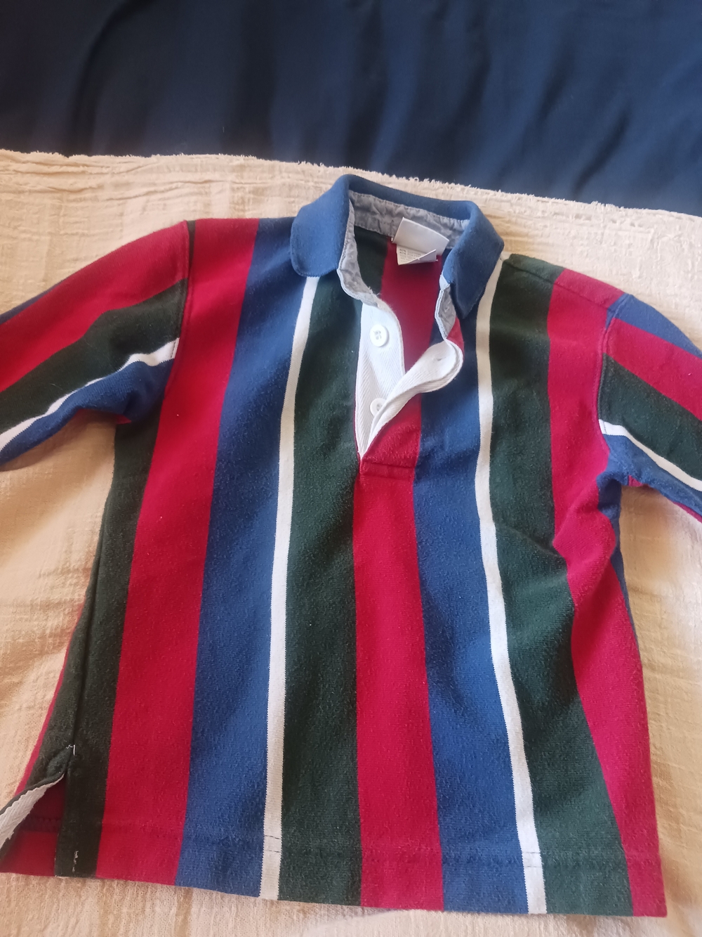 OshKosh B'gosh Red, Blue & Green Striped Rugby Sweater Vintage